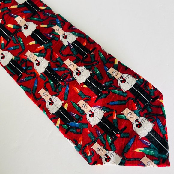 RM STYLE Novelty Tie "Dilbert Christmas Lights" EUC - Picture 1 of 3
